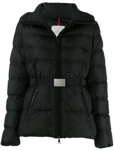 Moncler Belted Quilted Shell Down Jacket In Black