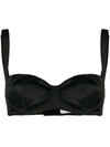 Dolce & Gabbana Lace-detail Satin Balconette Bra In Black