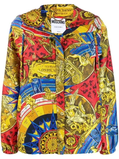 Moschino Roman Scarf Nylon Down Jacket In 1888 Multicolor