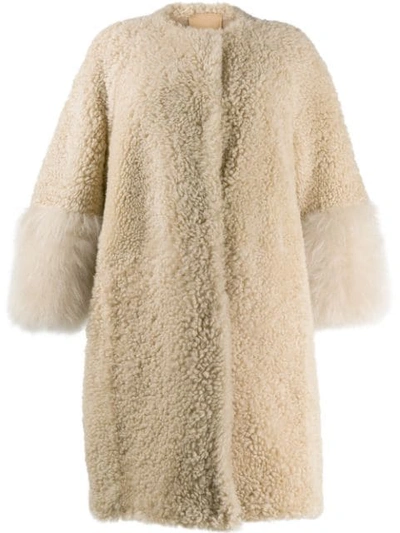 Prada Shearling Oversized Coat - Brown