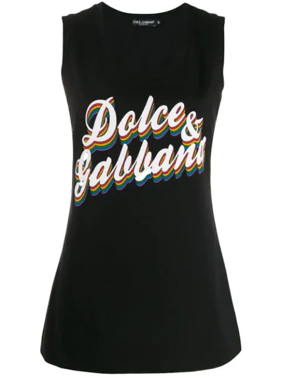 Dolce & Gabbana Logo Print Tank Top In Schwarz