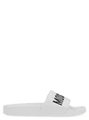 Moschino Embossed Logo Pool Slides In White