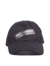 DOLCE & GABBANA BLACK COTTON BASEBALL CAP WITH LOGO PATCH,10999751