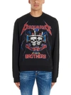 DSQUARED2 LOGO SKULL TWINS METAL SWEATSHIRT,10999850