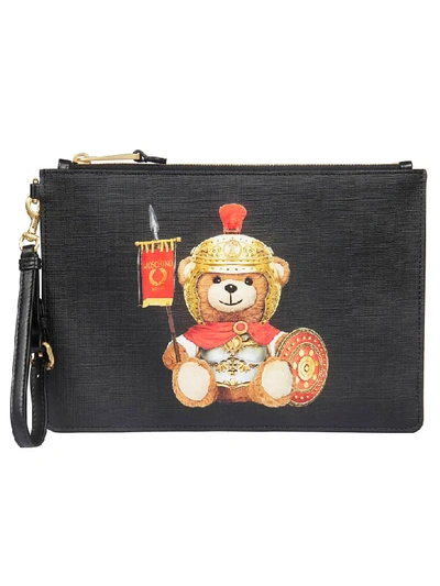 Moschino Women's Clutch Handbag Bag Purse  Roman Teddy Bear In Black