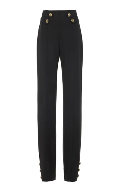 Oscar De La Renta High-waisted Wool-blend Straight-leg Trousers In Black