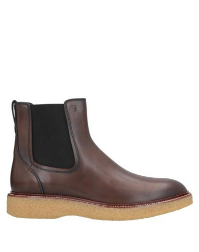 Tod's Men's Genuine Leather Ankle Boots In Brown