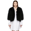 Yves Salomon Cropped Feathered Satin Jacket In C99 Noir
