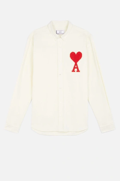 Ami Alexandre Mattiussi Ami De Coeur Patch Shirt In Neutrals