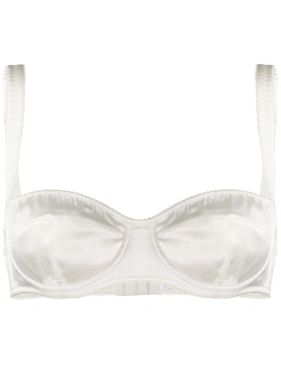 Dolce & Gabbana Stretch-silk Balconette Bra In Bianco Naturale