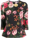 DOLCE & GABBANA DOLCE & GABBANA FITTED FLORAL TOP - BLACK