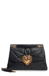 Dolce & Gabbana Large Devotion Leather Shoulder Bag - Black In Nero
