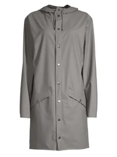 Rains Long Hooded Raincoat In Charcoal