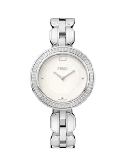 Fendi Stainless Steel & Diamond Bracelet Watch In Grey