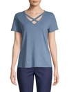 Saks Fifth Avenue Criss-cross Cage T-shirt In Moonlight Blue
