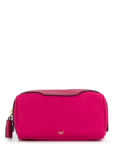 Anya Hindmarch Girlie Stuff Leather-trimmed Nylon Pouch In Hot Pink
