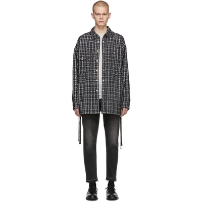 Faith Connexion Oversized Houndstooth Pattern Shirt - 蓝色 In 110 Blkwht