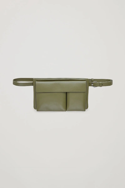 Cos Leather Belt Bag With Flap Pocket In Green