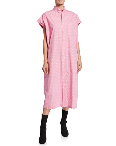 Balenciaga Printed Cotton-poplin Shirt Dress In Pink