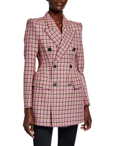Balenciaga Hourglass Double-breasted Wool Blazer In Pink