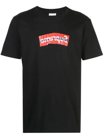 Supreme X Cdg Logo Print T-shirt In Black