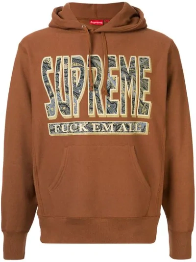Supreme Logo Hoodie In Brown
