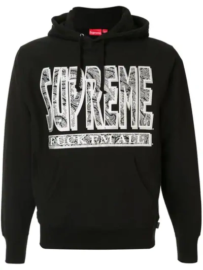 Supreme Paisley Logo Hoodie In Black