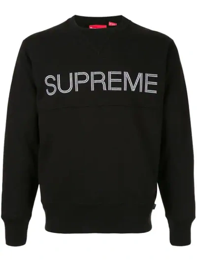 Supreme Logo Zig-zag Stitch Sweatshirt In Black