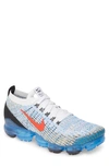Nike Air Vapormax Flyknit 3 Sneakers In White/ Habanero Red/ Gold