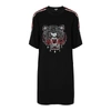 KENZO BLACK TIGER-EMBROIDERED T-SHIRT DRESS,3546231