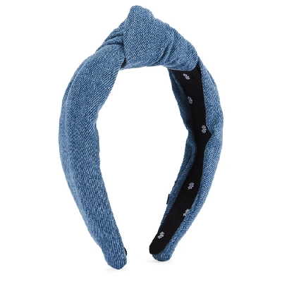 Lele Sadoughi Blue Knotted Denim Headband