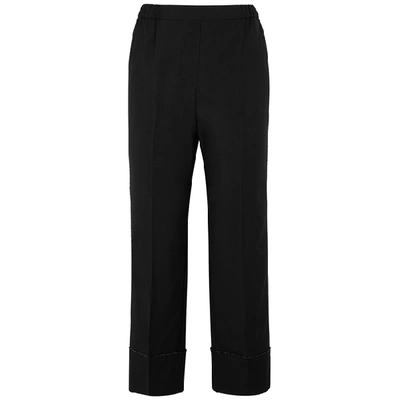 N°21 Black Crystal-embellished Wool Trousers
