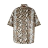 PUSHBUTTON Brown coated snake-print shirt