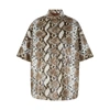 Pushbutton Snake-effect Faux Leather Shirt