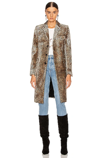 Saint Laurent Chesterfield Leopard-print Coat In Beige
