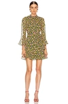 SALONI SALONI MARISSA MINI DRESS IN GREEN,FLORAL,YELLOW,SLNI-WD30