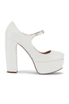 Miu Miu Leather Mary Jane Platform Pumps In White