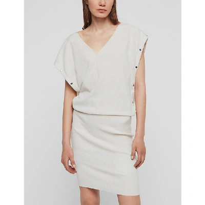 Allsaints Suri Short-sleeved Cotton-blend Mini Dress In Porcelain Whit