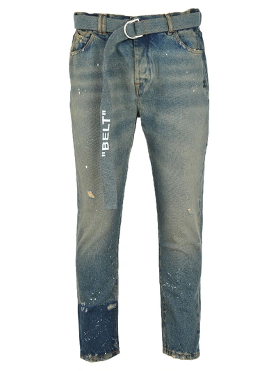 Off-white Off White Slim Low Crotch Jeans In Light Blue