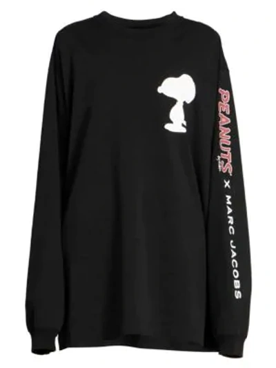 The Marc Jacobs The Snoopy Long Sleeve Tee In Black