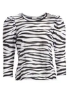 A.L.C KARLIE ZEBRA PUFF-SLEEVE TOP