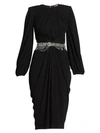 ALEXANDER MCQUEEN Crystal Belted Ruched Jersey Dress