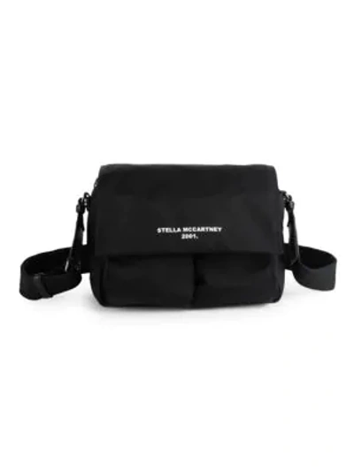 Stella Mccartney Medium Eco Nylon Logo Shoulder Bag In Black