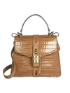 CHLOÉ WOMEN'S ABY CROC-EMBOSSED LEATHER TOP HANDLE BAG,0400011281096