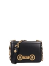 VERSACE SMALL ICON SHOULDER BAG IN BLACK LEATHER,10984811