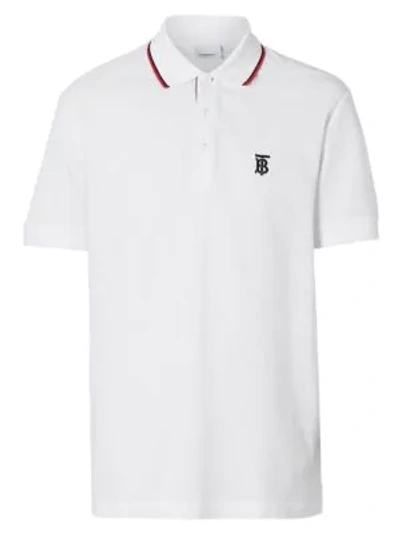 Burberry Walton Icon Striped Collar Polo In White