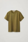 Cos Organic-cotton Round-neck T-shirt In Green