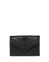 Saint Laurent Monogramme Quilted Textured-leather Wallet In Black