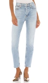 Re/done High Rise Ankle Crop Jean In Pale Indigo