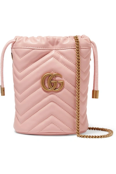 Gucci Gg Marmont Mini Quilted Leather Bucket Bag In Neutrals
